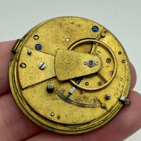 45.4mm Unidentified English Fusee Chain Present Pocket Watch Movement PARTS