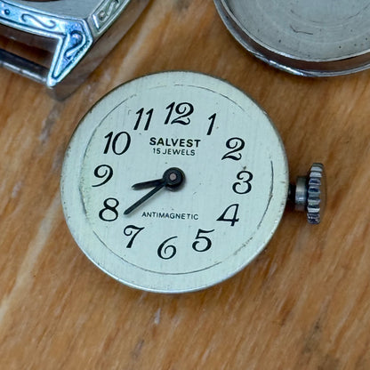 20mm Vintage Salvest 15J Cattin C64 .C Art Deco Case Manual Wind Watch PARTS