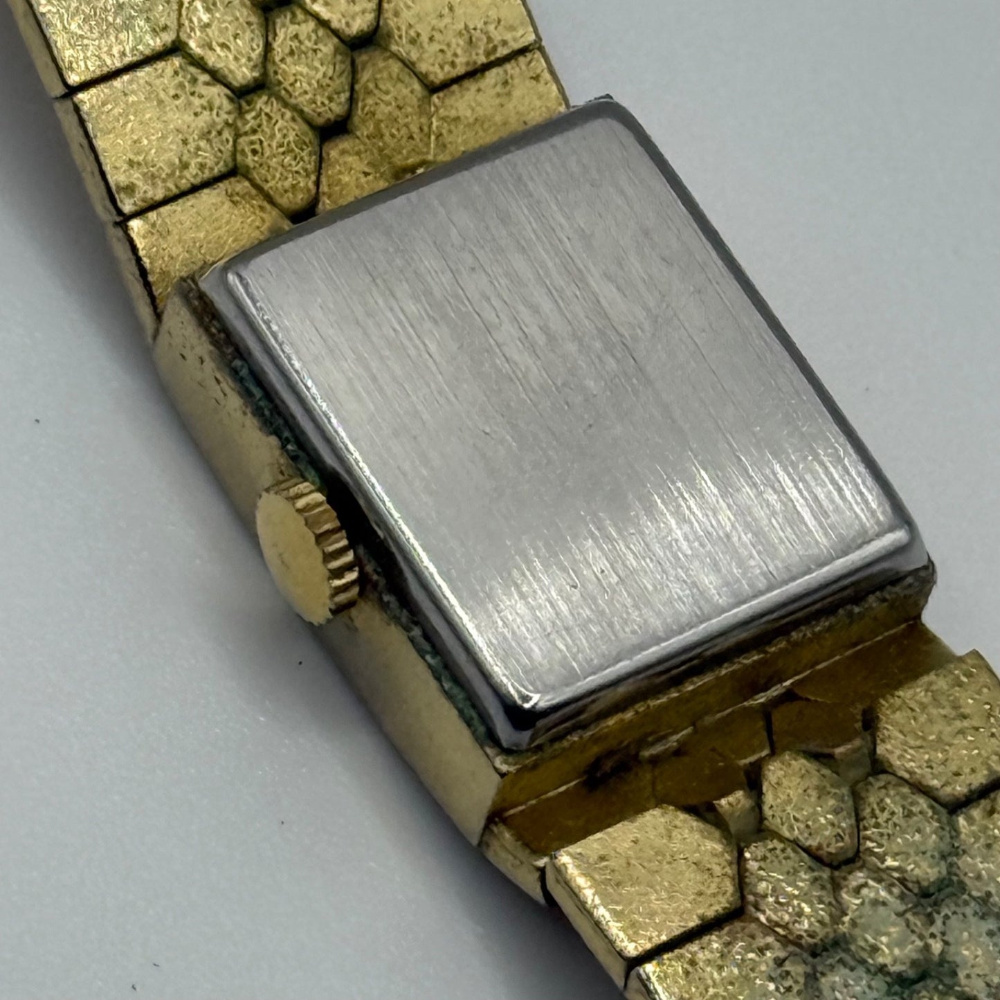 15mm Vintage Petit Bark Affect Heart Gold Plated Manual Wind Watch PARTS REPAIR