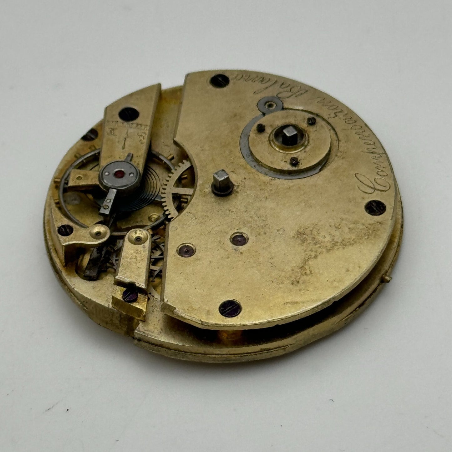 47.8mm Antique Compensation Balance Key Wound Pocket Watch Movement PARTS SPARES