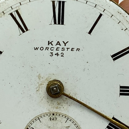 44.6mm Antique Kay Worcester Reversing Pinion Pocket Watch Movement PARTS