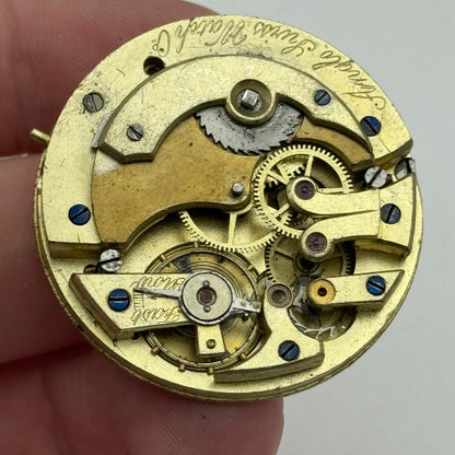38.6mm Antique Open Face Longines ? Anglo Swiss Pocket Watch Movement PARTS