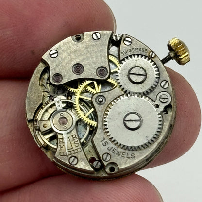 23.6mm Unidentified 15 Jewels Manual Wind Watch Movement Swiss Vintage PARTS