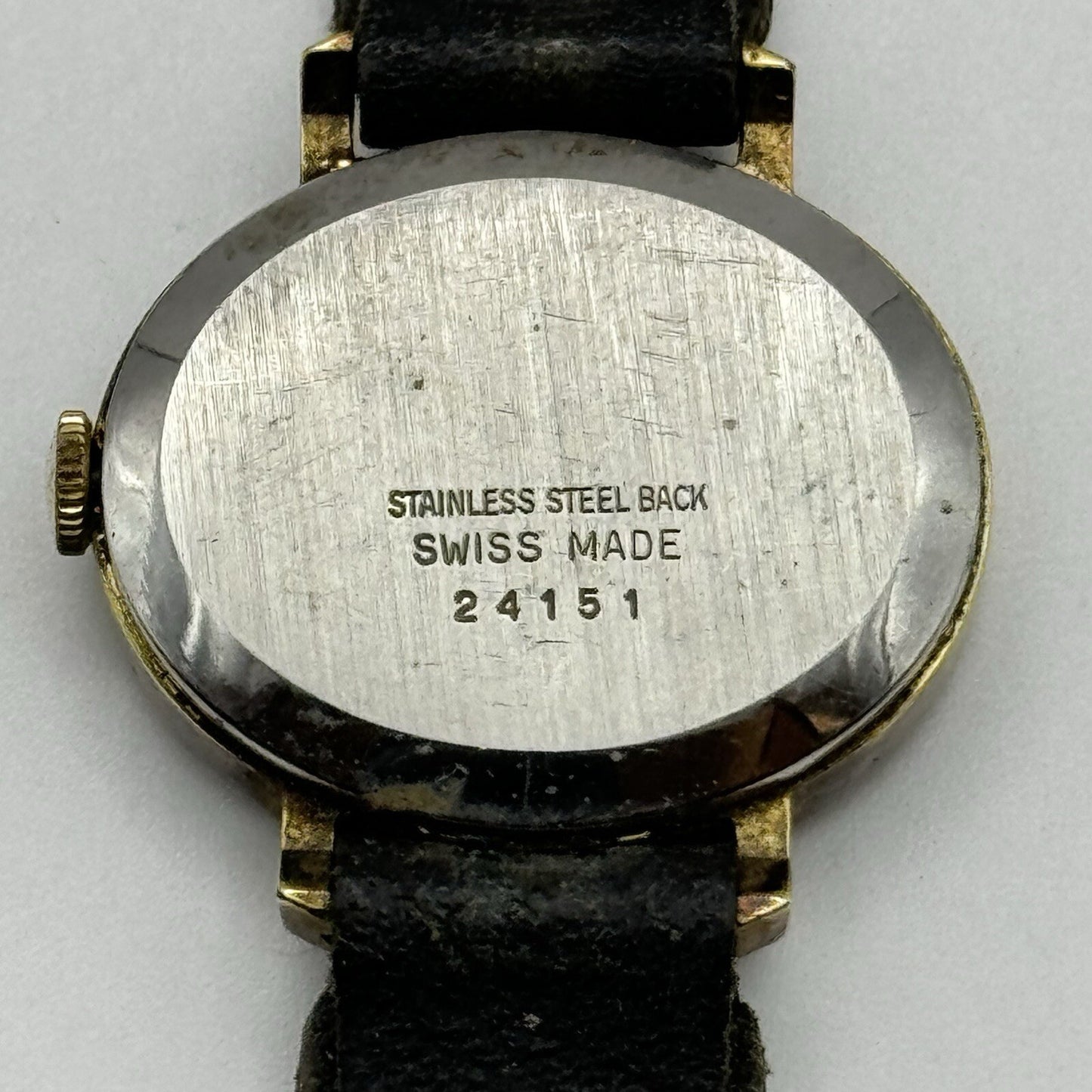 27mm Ladies Manual Wind Excalibur Black Dial Swiss Watch To Repair Non Working