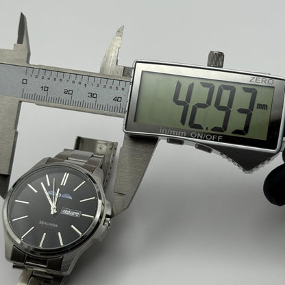Sekonda Men's Quartz Watch Date Dial Silver Tone Bracelet 43mm PARTS REPAIR