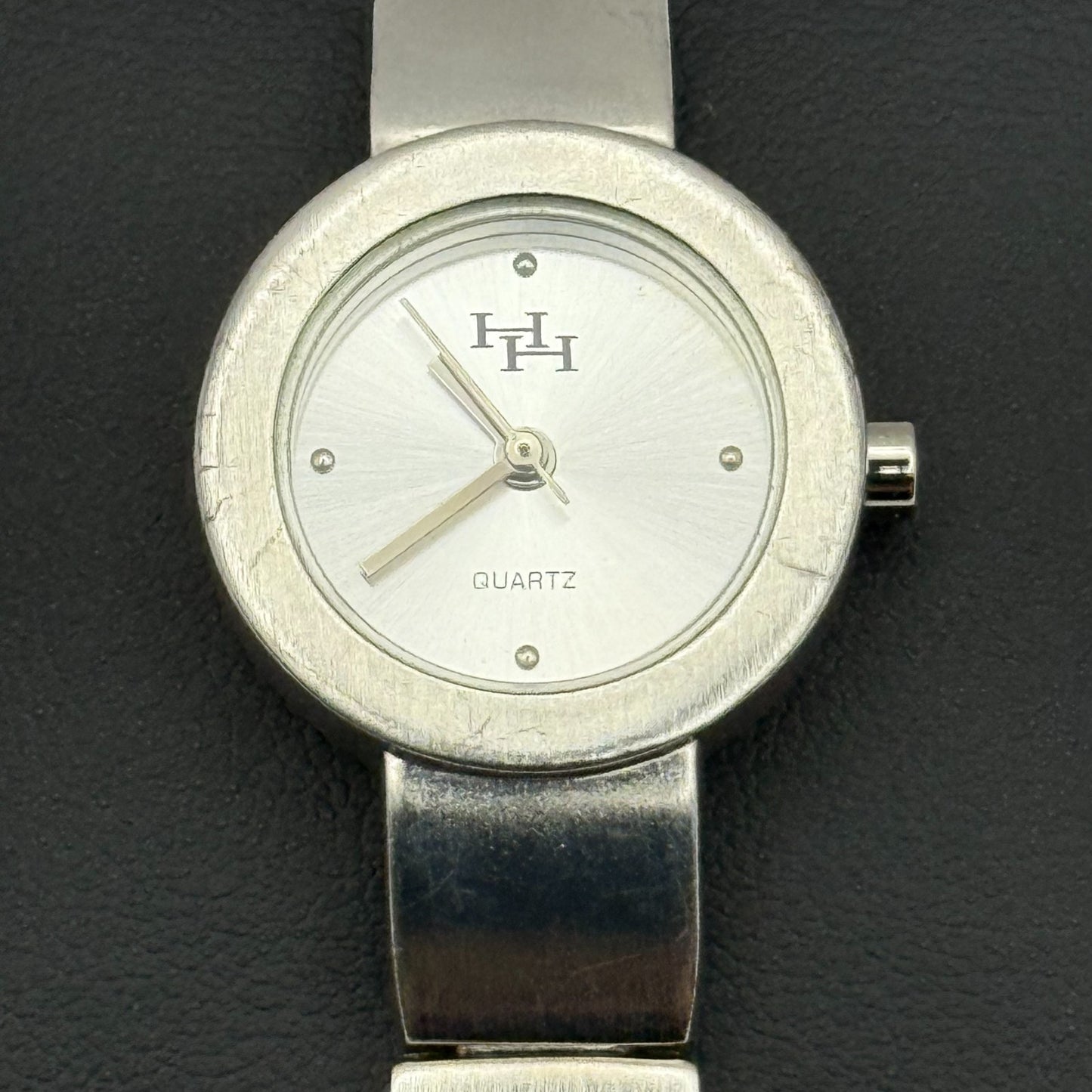 H H Ladies Quartz Watch Silver Tone Bracelet Steel Working 22mm 7 Inches