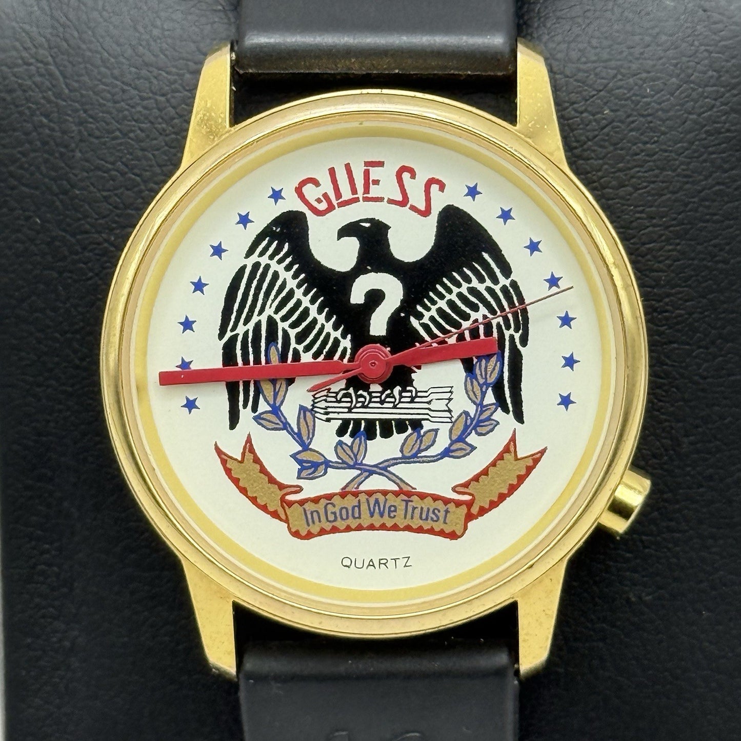 30mm Working Ladies Guess In God We Trust Hong Kong Gold Plated Quartz Watch