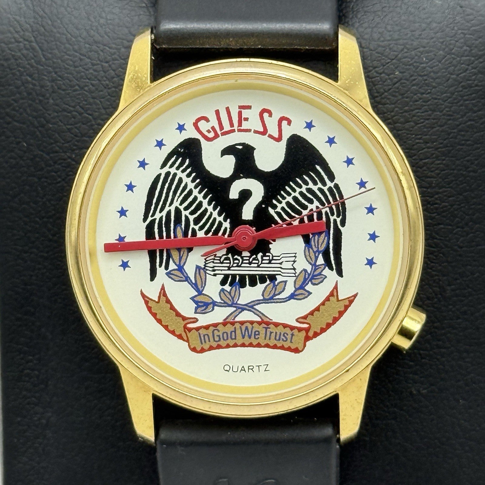 30mm Working Ladies Guess In God We Trust Hong Kong Gold Plated Quartz Watch