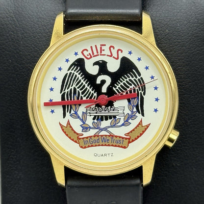 30mm Working Ladies Guess In God We Trust Hong Kong Gold Plated Quartz Watch
