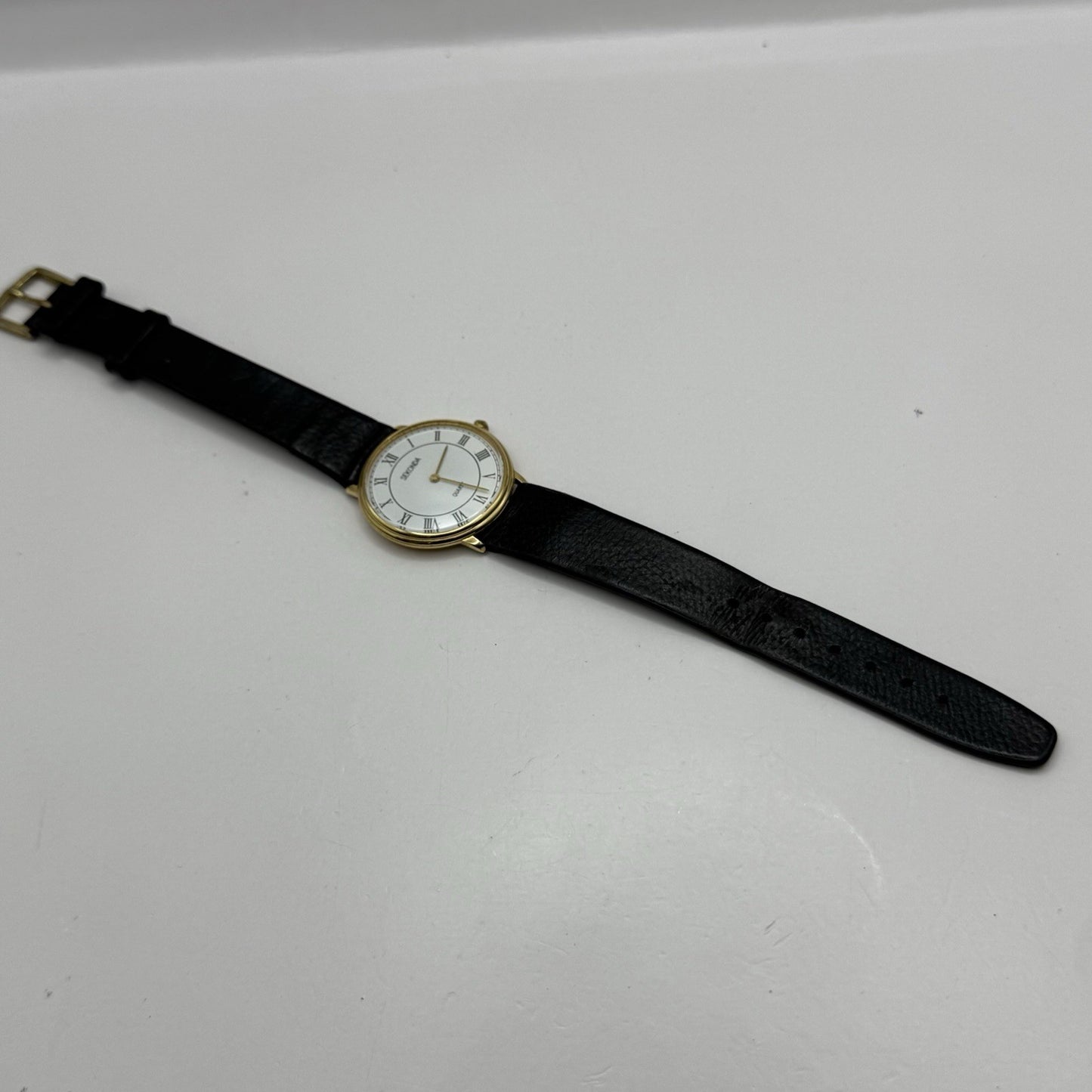 31mm Working Sekonda Quartz Gold Plated Leather Strap Quartz Watch New Battery