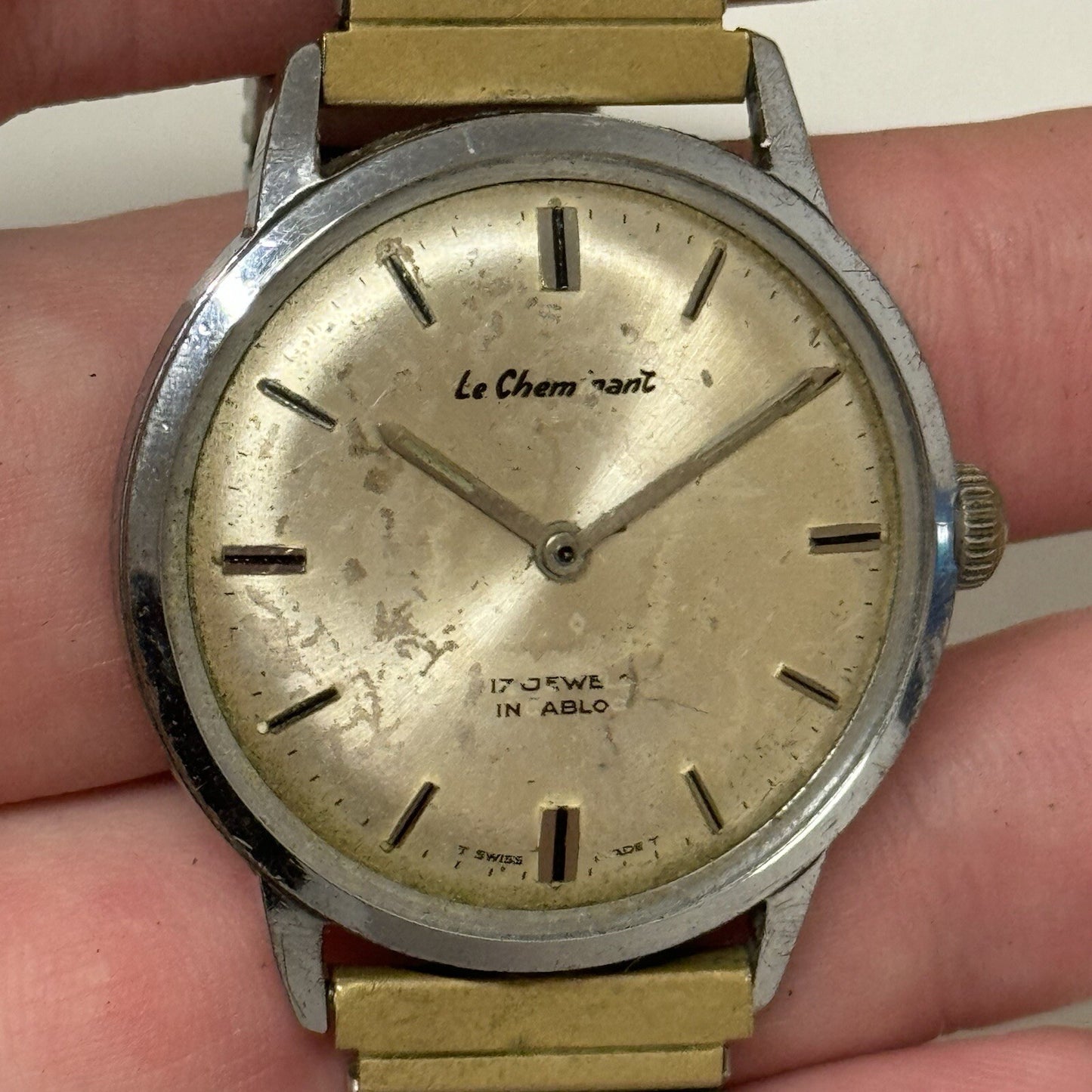 33mm WORKING Vintage Le Cheminant Manual Wind FHF ST 96 Wristwatch To Restore