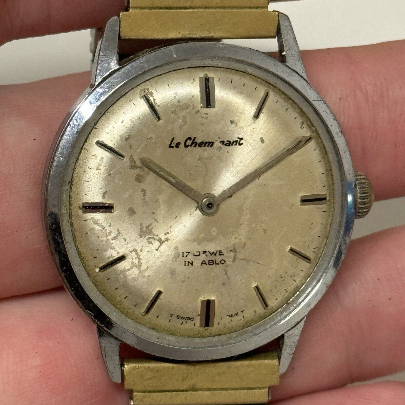 33mm WORKING Vintage Le Cheminant Manual Wind FHF ST 96 Wristwatch To Restore