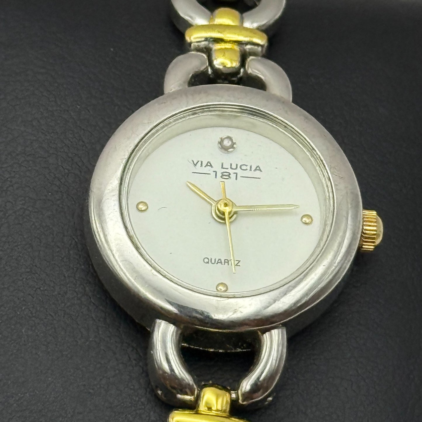 22mm Working Ladies Via Lucia 181 Two Tone Gold And Silver Quartz Watch 7 Inches