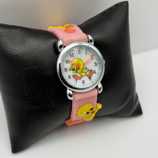 Working Yellow Duck Ladies Kids Pink Rubber Strap 26mm Quartz Watch New Battery