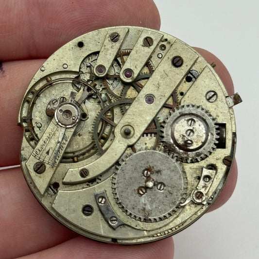 40mm Unidentified Antique Pocket Watch Movement PARTS REPAIR SPARES