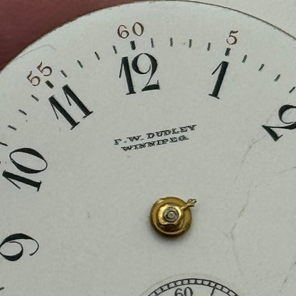 29.5mm F W Dudley Winnipeg 24 Hour Dial Trench Watch Movement Manual Wind PARTS