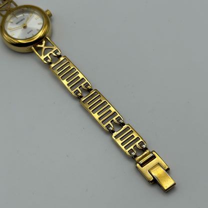 22mm Working Ladies Sekonda Gold Tone Panel Bracelet Quartz Watch 6 Inches