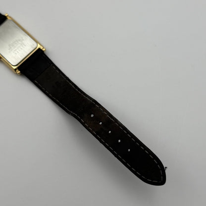 Pulsar Tank Watch Quartz Rectangular Date Dial Black Strap Japan Working 23mm