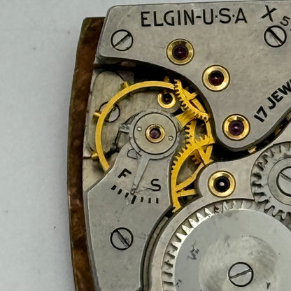 Running 1939 Vintage 15/0s Elgin 537 Model 1 American Watch Movement FOR PARTS