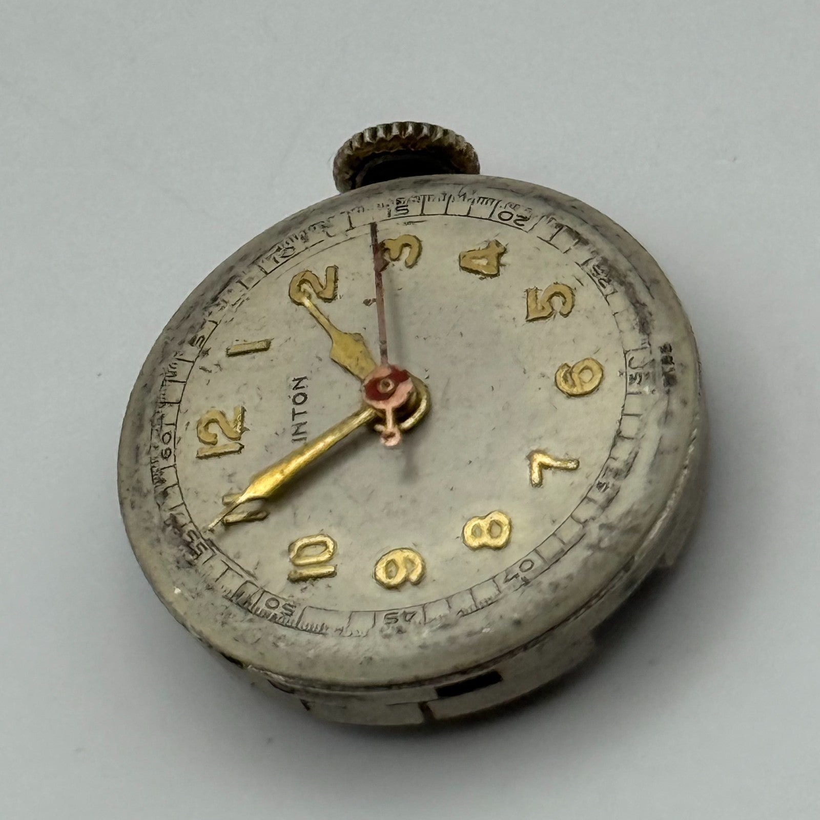 Clinton Sweep Seconds Watch Movement Running Manual Wind Vintage Parts 19.7mm