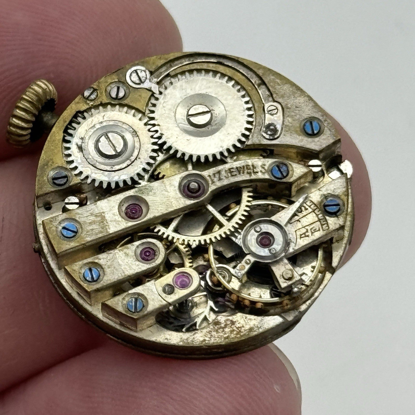 24.9mm Unidentified High Grade 17 Jewels Trench Watch Movement Manual Wind PARTS