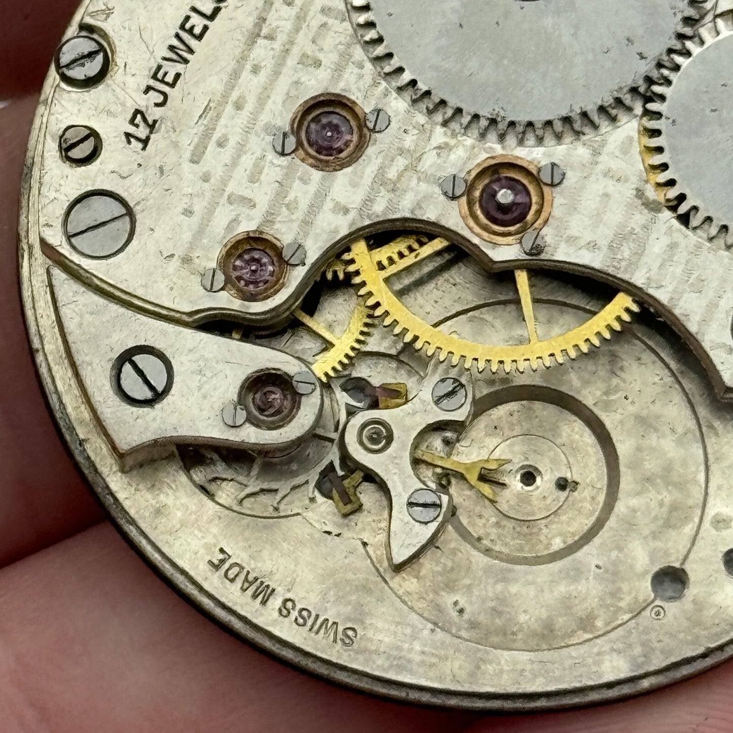 43mm Unidentified High Grade 17 Jewels Swiss Pocket Watch Movement PARTS