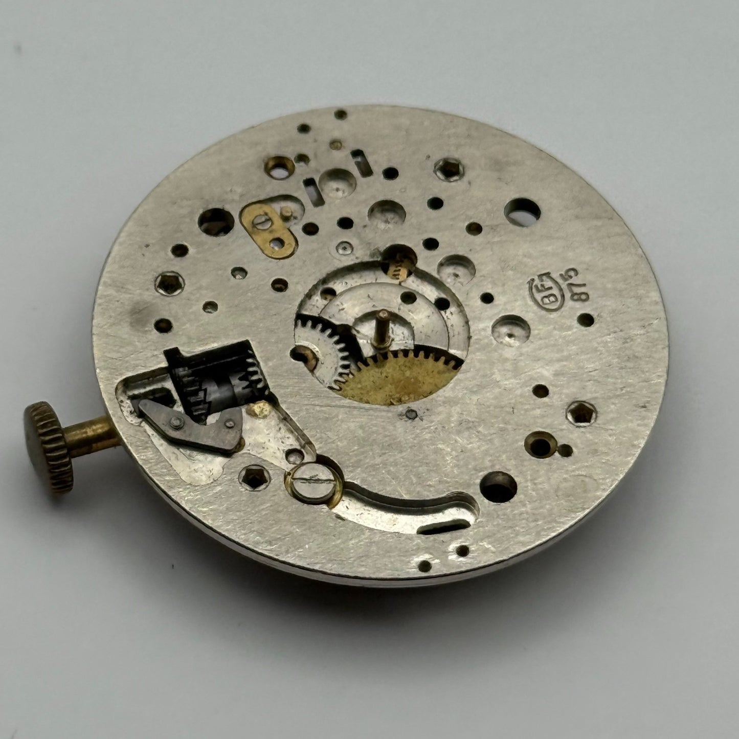 BFG 875 Watch Movement 1 Jewel Manual Wind Swiss Vintage Parts Repair 31.1mm