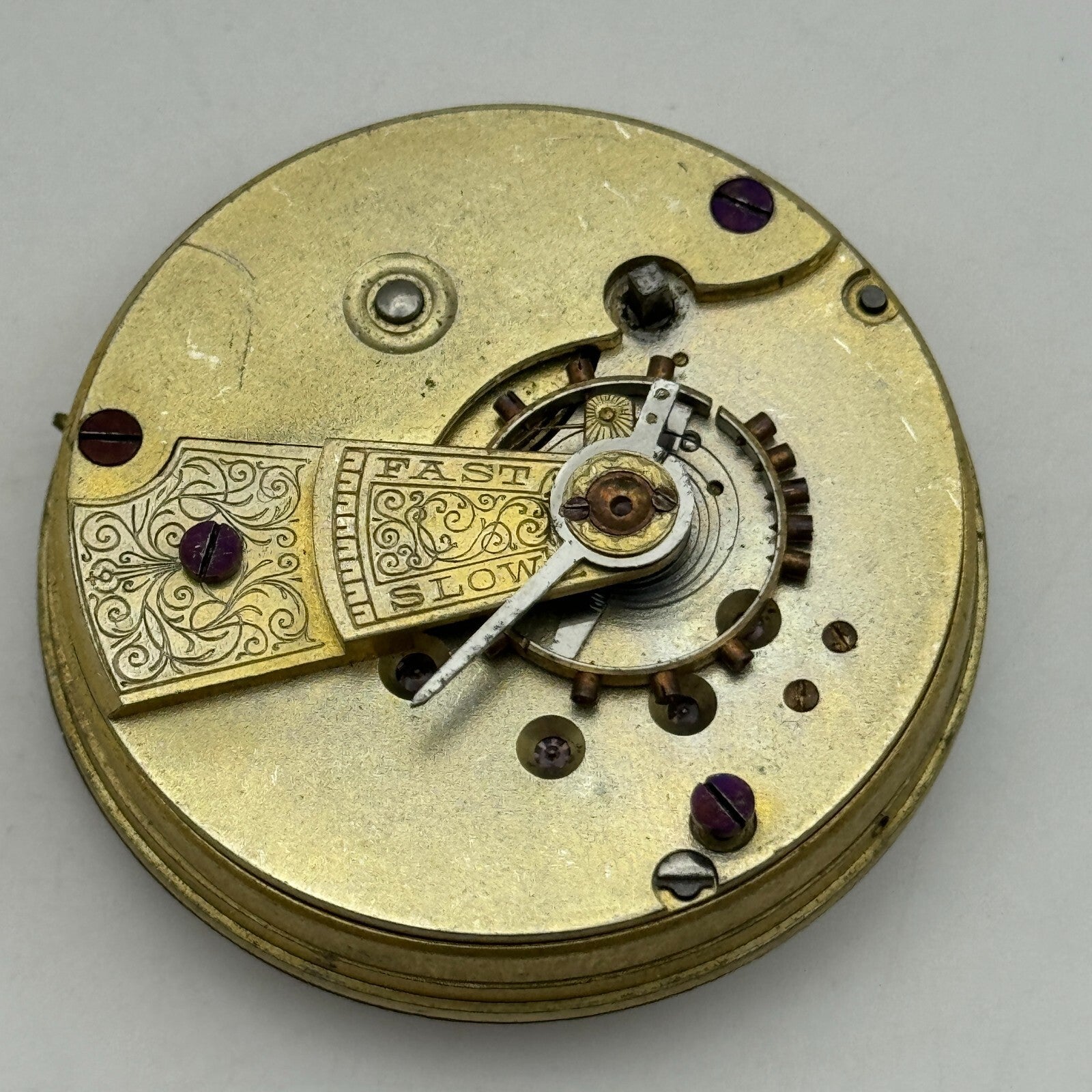 45.6mm Antique Lucerne E Swiss Key Wound Pocket Watch Movement PARTS REPAIR