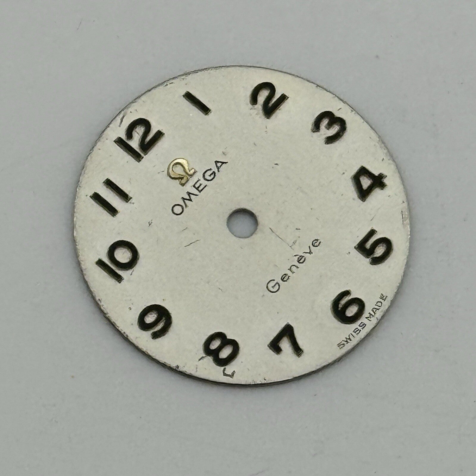 17.5mm Vintage Circular Geneve Omega Ladies Silver Tone Watch Dial Spares Parts