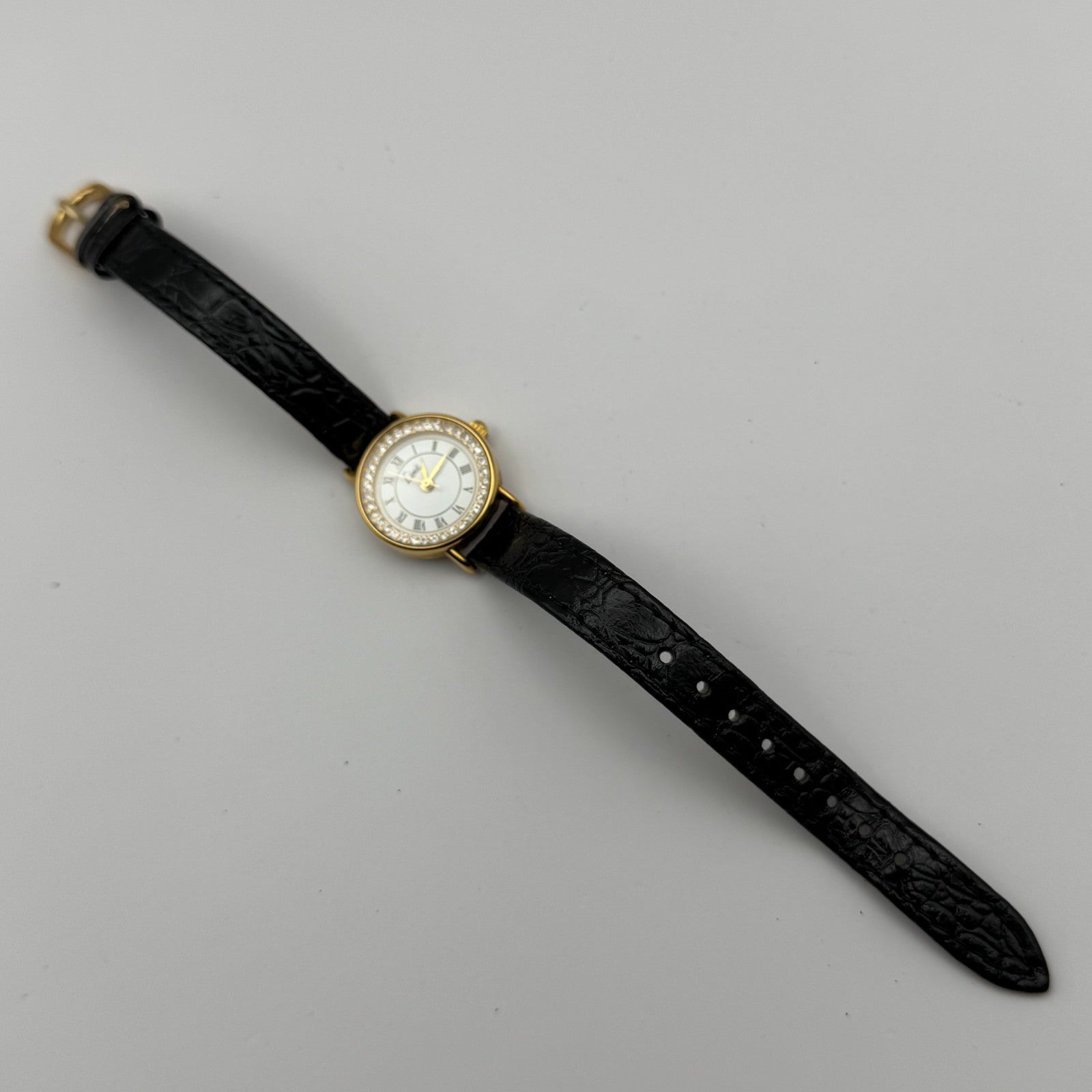 Limit Ladies Quartz Watch White Dial Crystal Accents Leather Strap Working 22mm