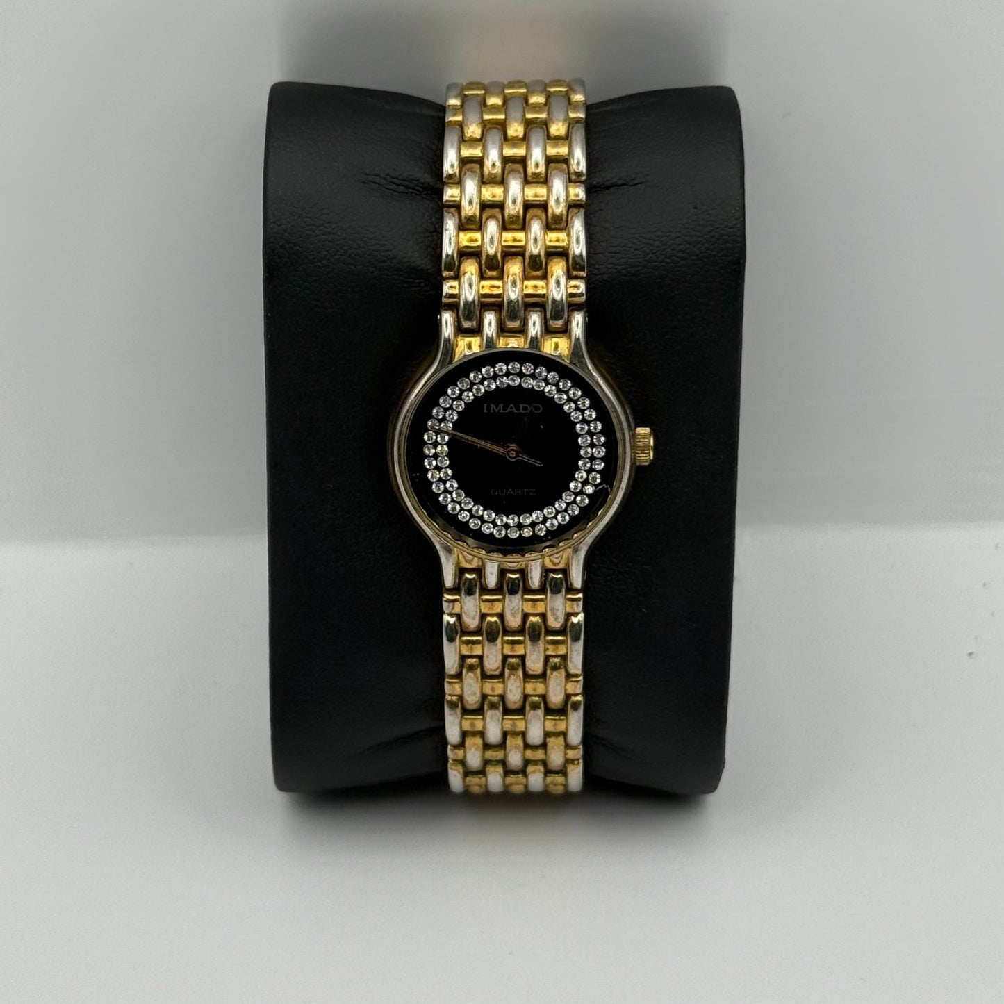 Imado Ladies Quartz Watch Crystal Accents Dial Two Tone Bracelet Working 23mm