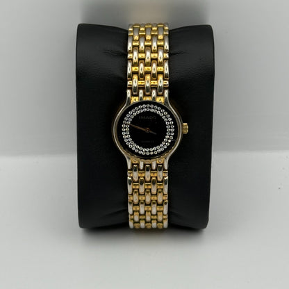 Imado Ladies Quartz Watch Crystal Accents Dial Two Tone Bracelet Working 23mm