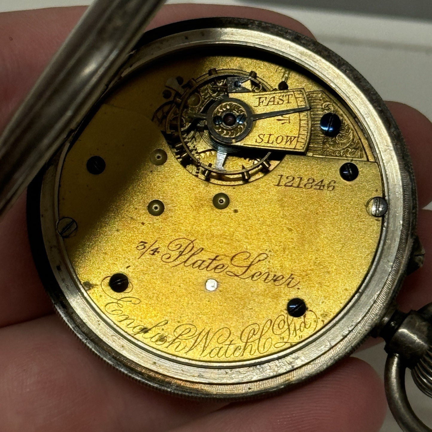 Pin Set Sterling Silver 3/4 Plate Lever English Watch LTD Pocket Watch TO REPAIR