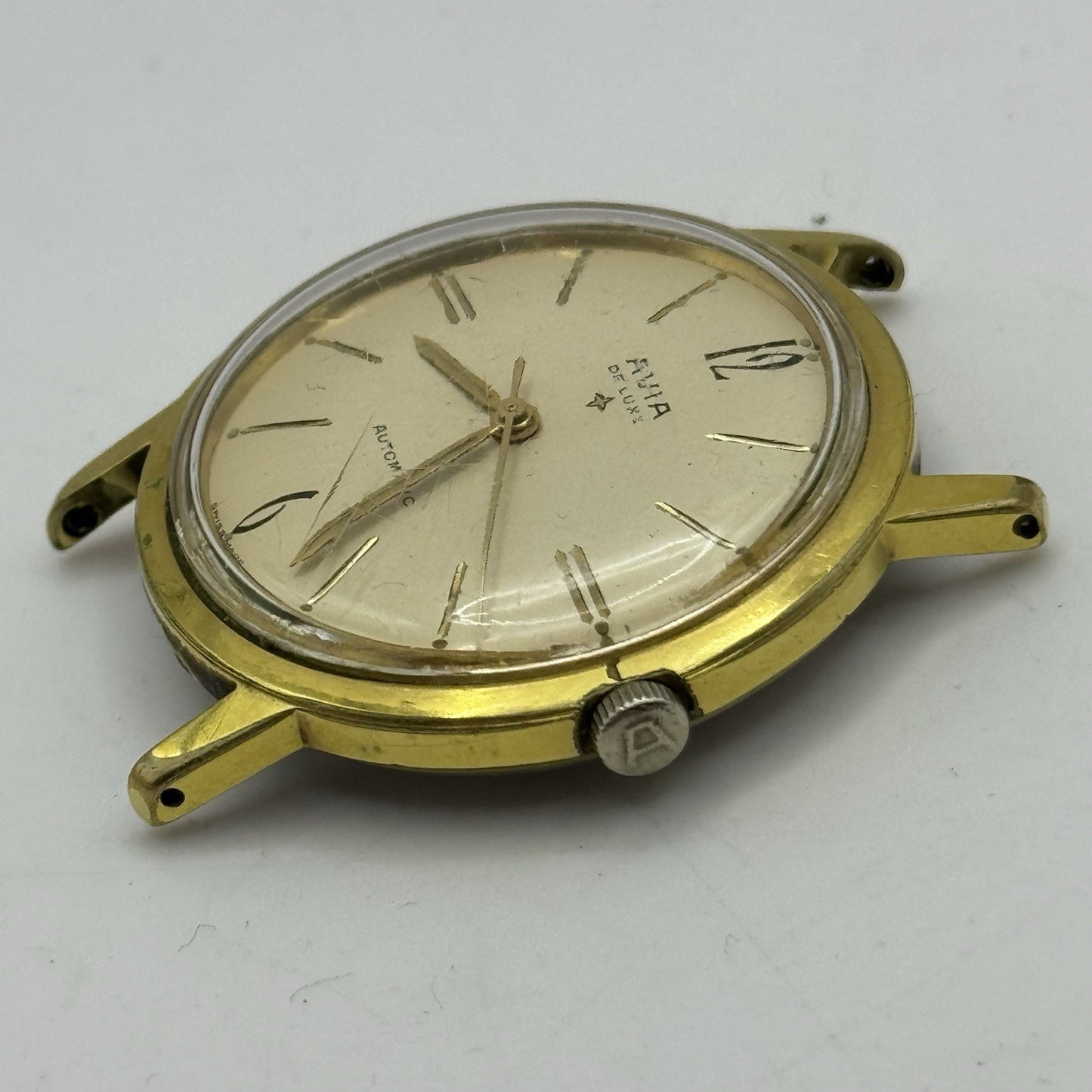 34mm Running Men’s Avia De Luxe Automatic Swiss Vintage Watch TO RESTORE / PARTS