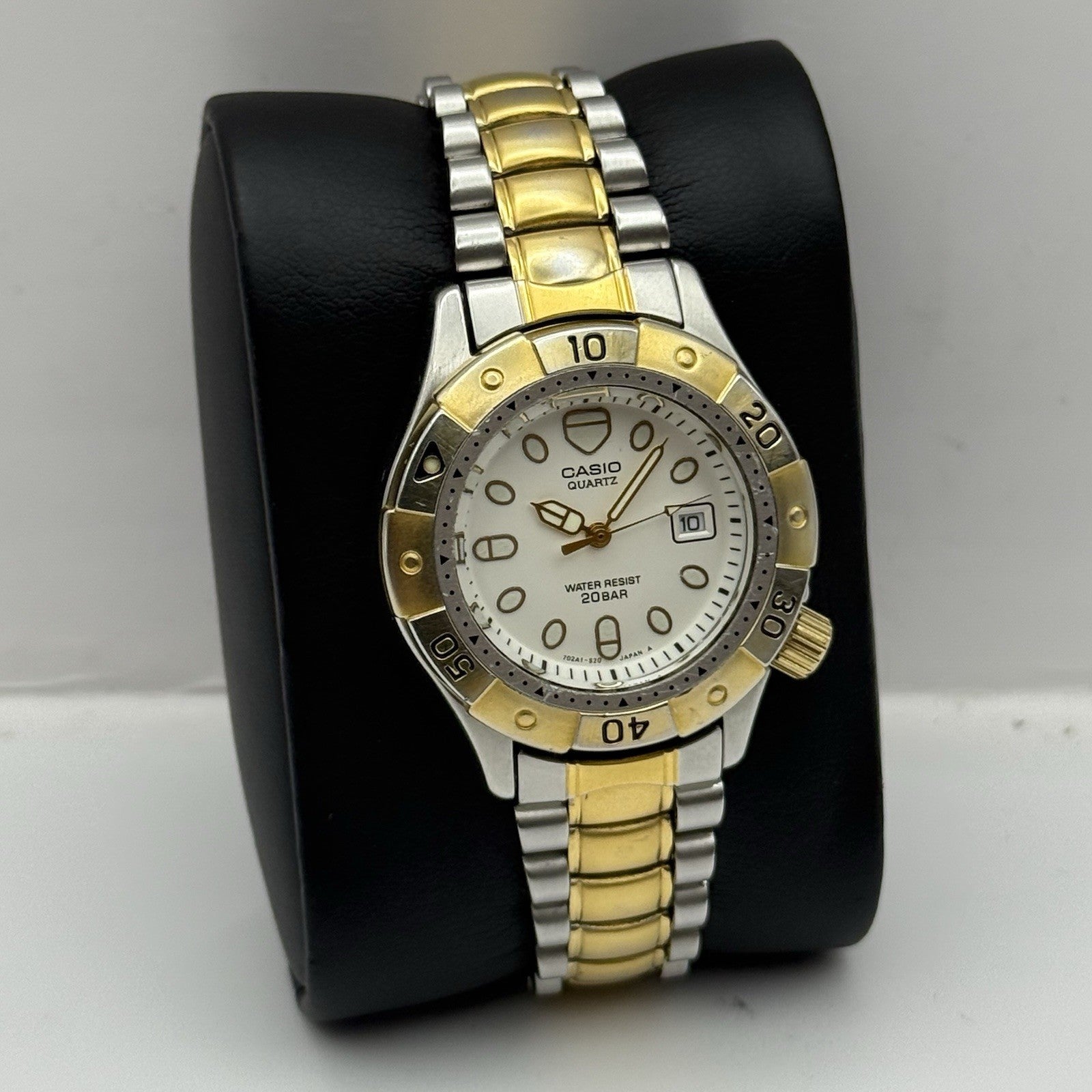 31mm Working Vintage Rare Casio LD-721 Two Tone Date 20Bar Quartz Watch 6 Inches