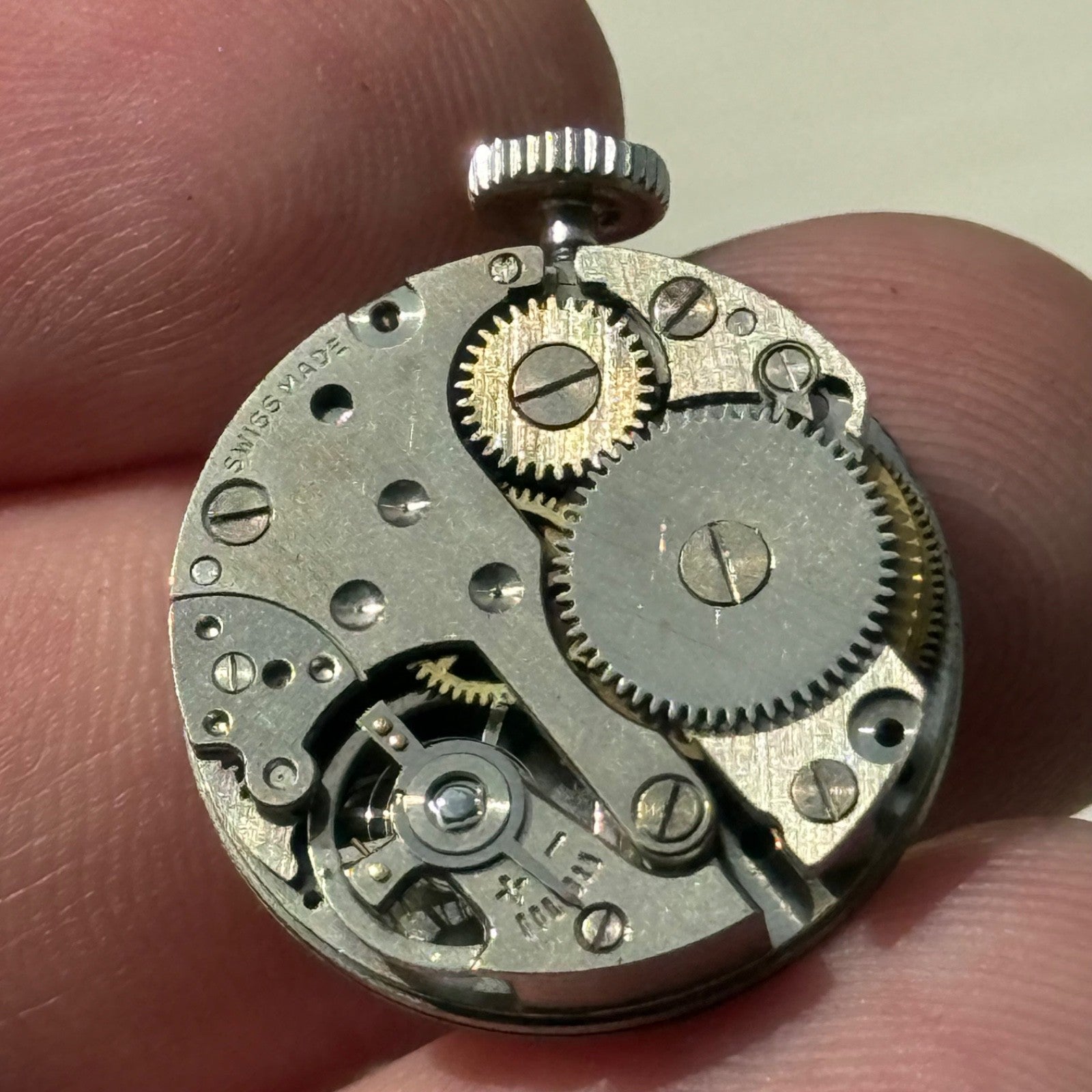 22mm Vintage EB 1431N Basis Jewelled Green Bezel Swiss Manual Watch PARTS REPAIR