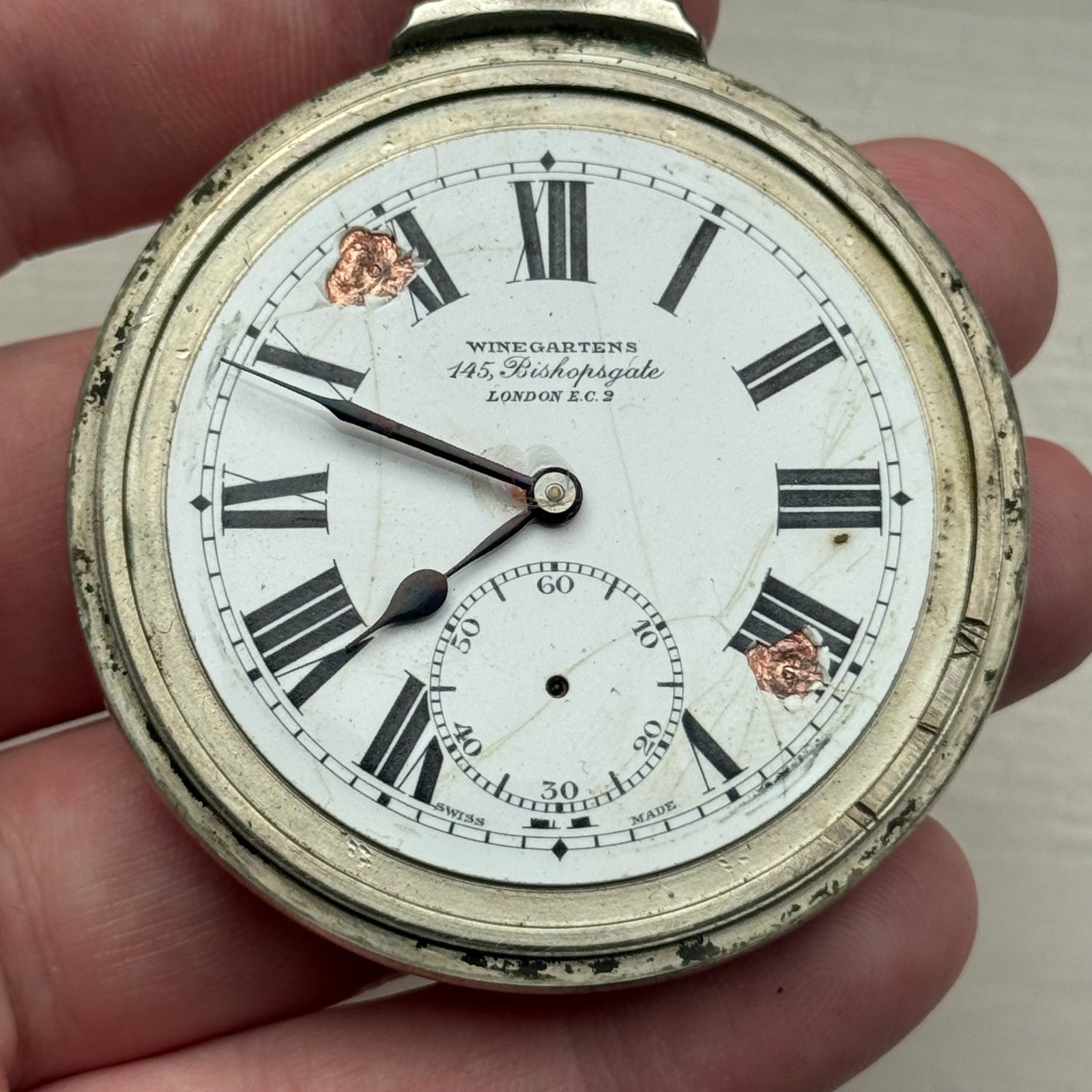 Winegartens Railway Regulator Cortebert Cal 534 Screw Case Pocket Watch Running