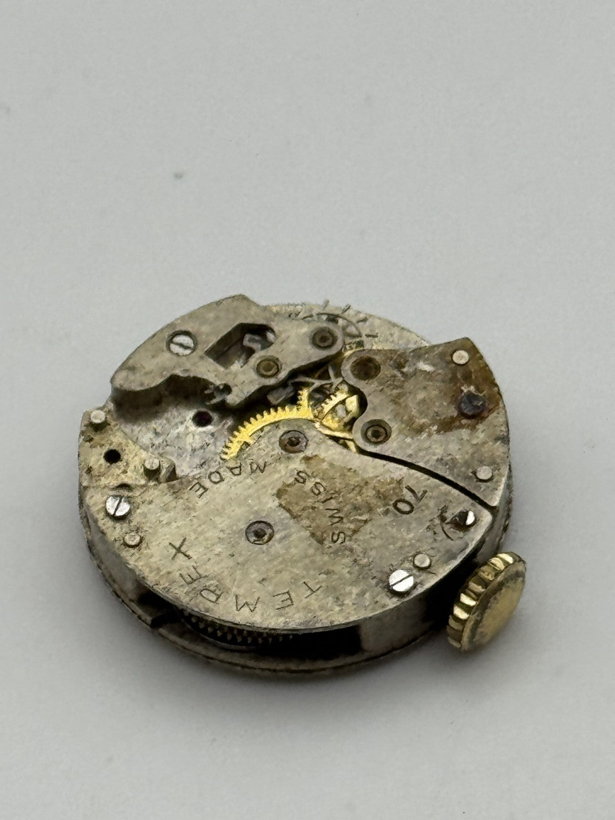 20mm Vintage Tempex 70 Partial Manual Wind Swiss Watch Movement PARTS REPAIR