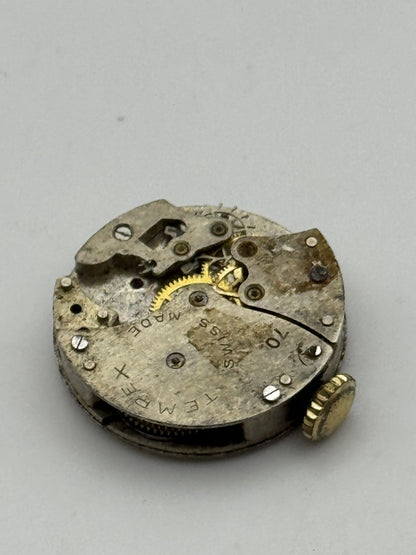 20mm Vintage Tempex 70 Partial Manual Wind Swiss Watch Movement PARTS REPAIR