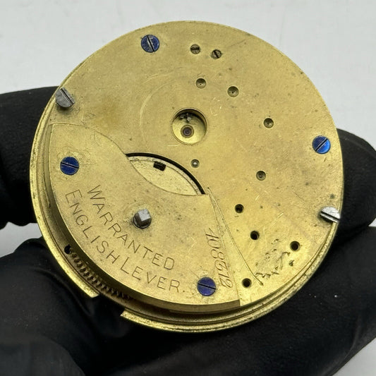 45.8mm Warranted English Lever Pocket Watch Movement FOR PARTS Restoration