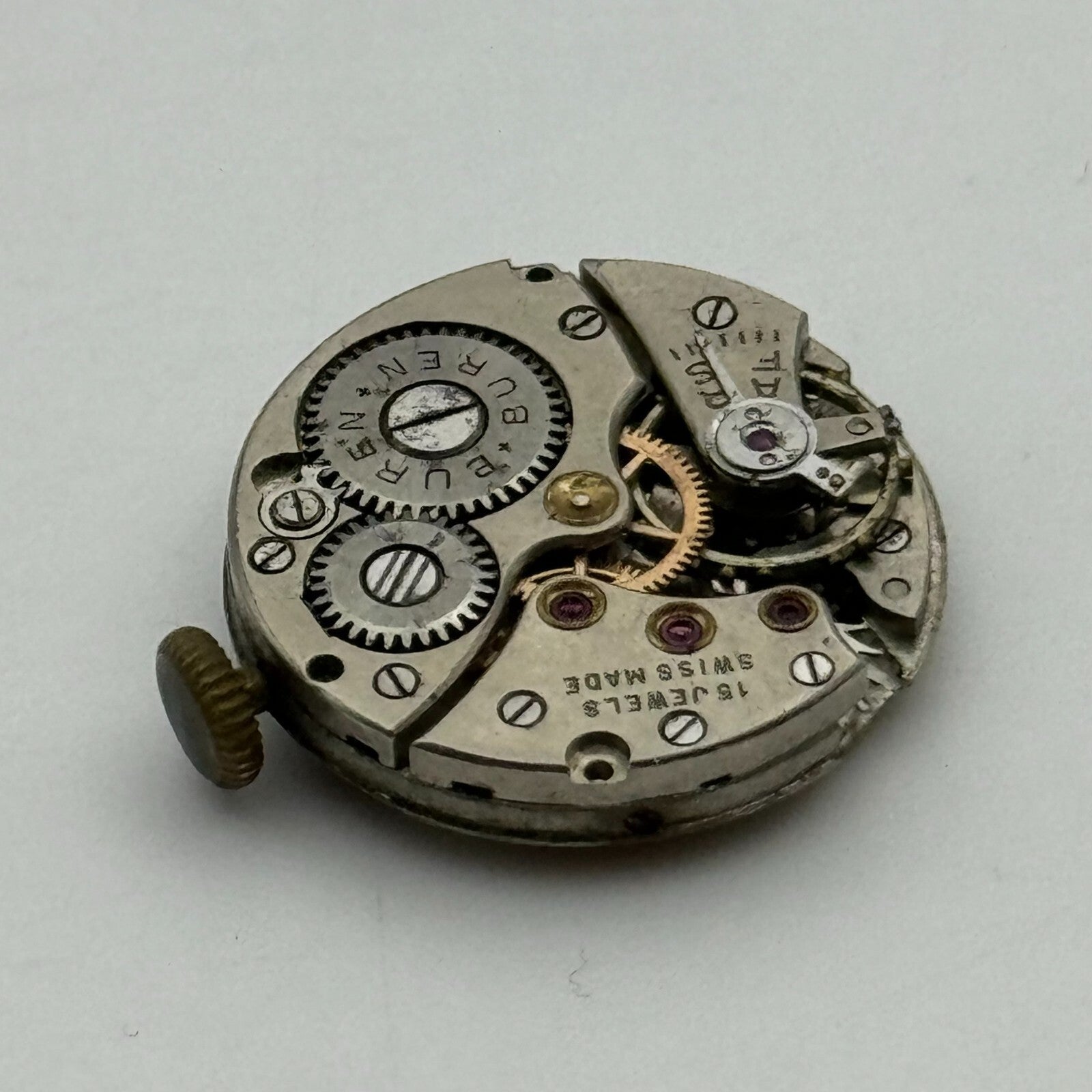 19.6mm Running Buren Cal 355 Manual Wind Swiss Watch Movement Vintage PARTS