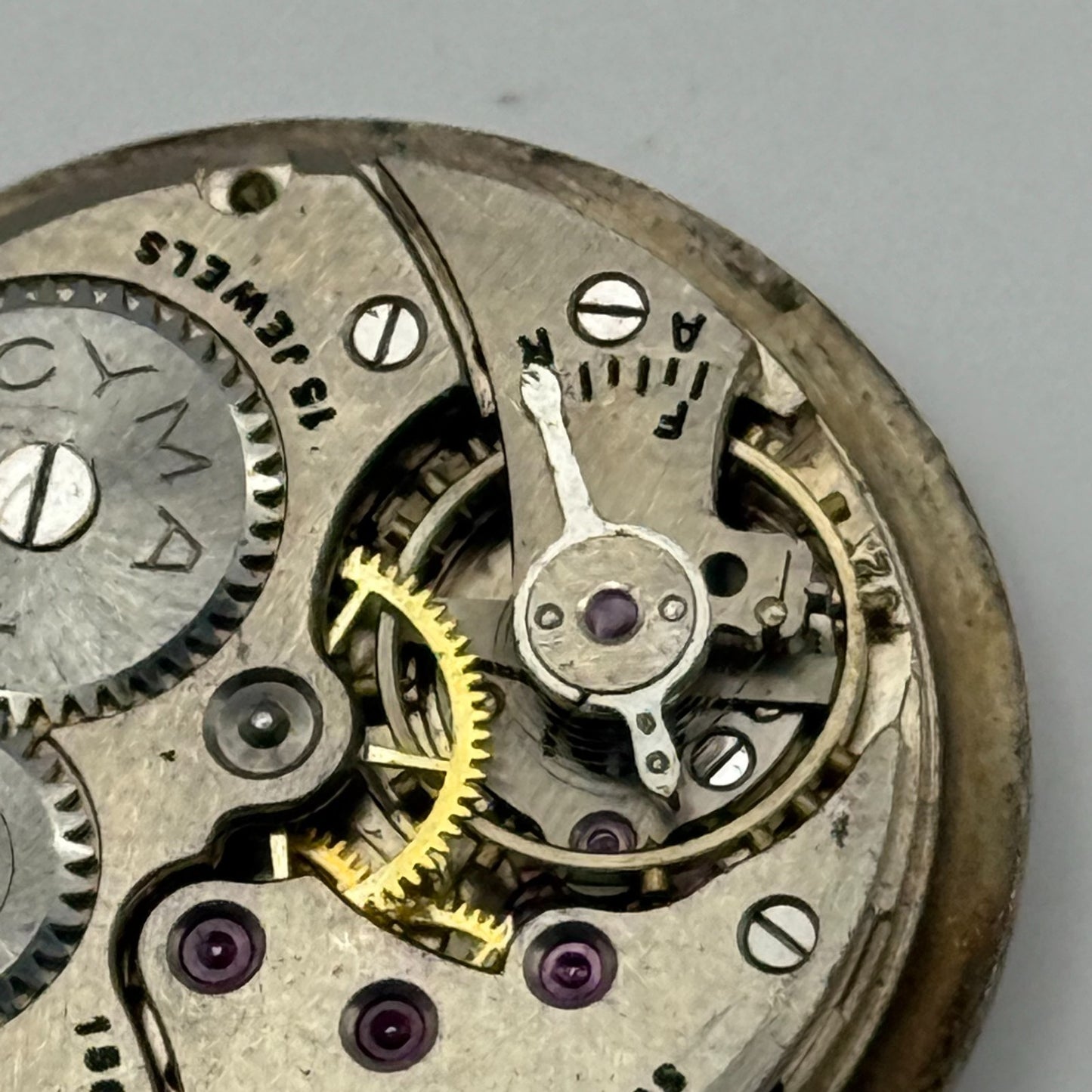 Cyma 162 Watch Movement Manual Wind Vintage Swiss 15 Jewels Parts Repair 23.5mm