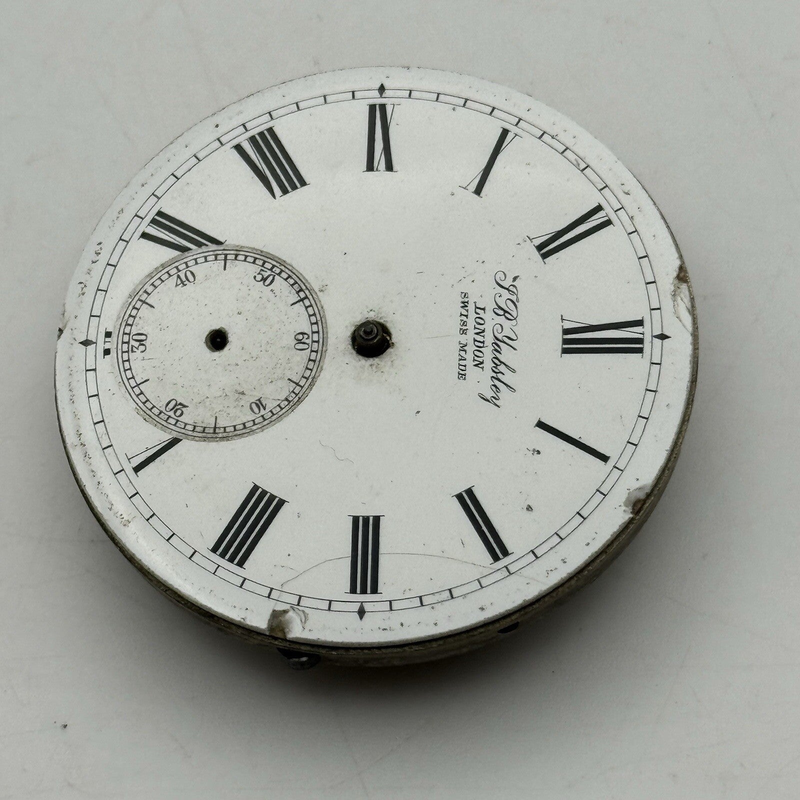 45mm Manual Wind Antique Key Wound J B Yabsley Pocket Watch Movement FOR PARTS