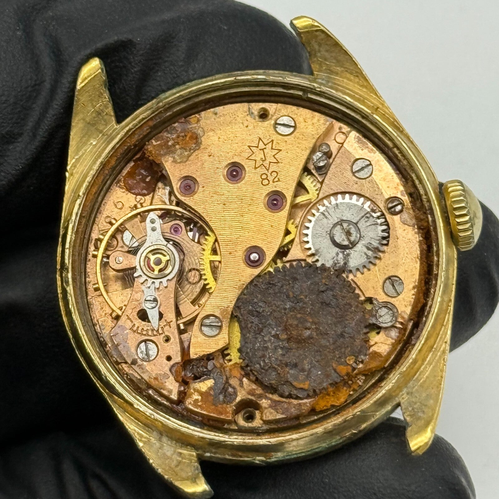 33mm Men’s Vintage Junghans J82 Chronometer Swiss Rare Gold Plated Watch PARTS