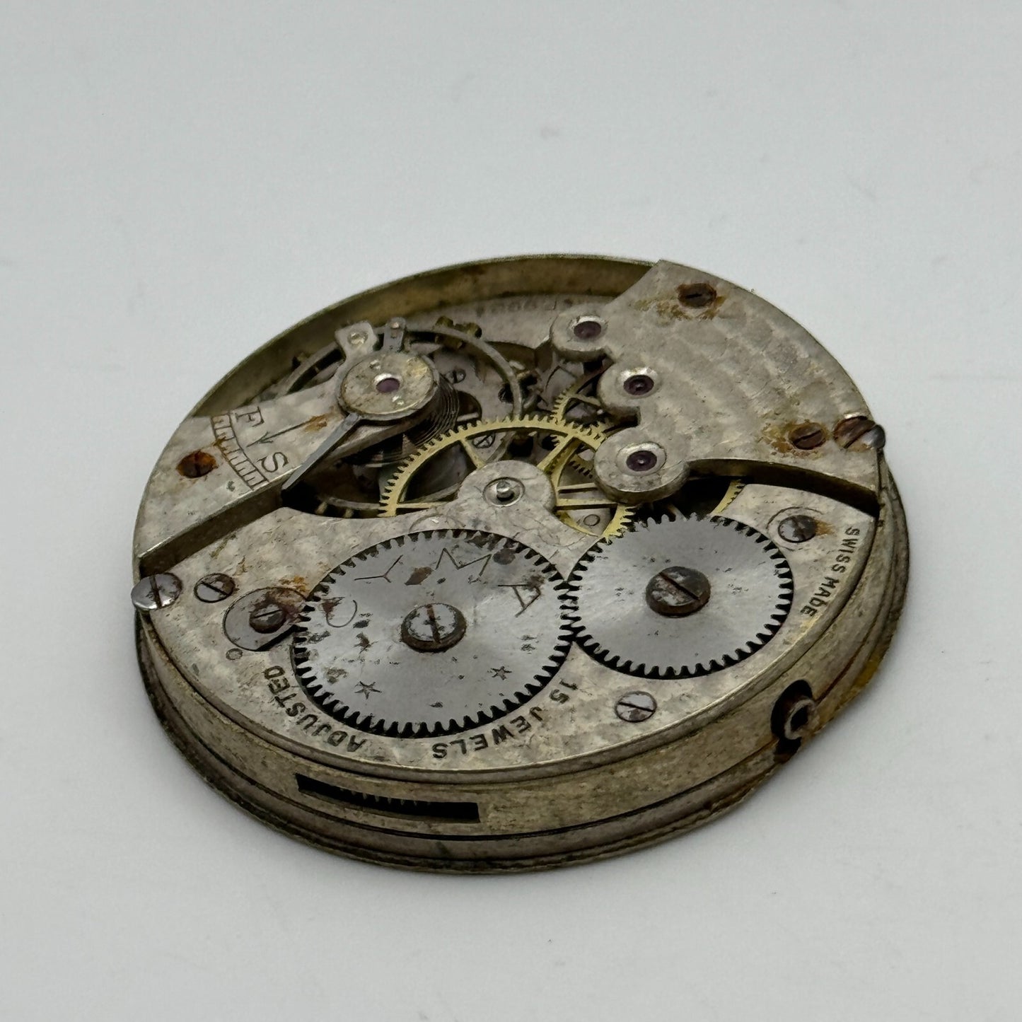 43.1mm Cyma Ref 998.a 15 Jewels Vintage Swiss Pocket Watch Movement PARTS SPARES