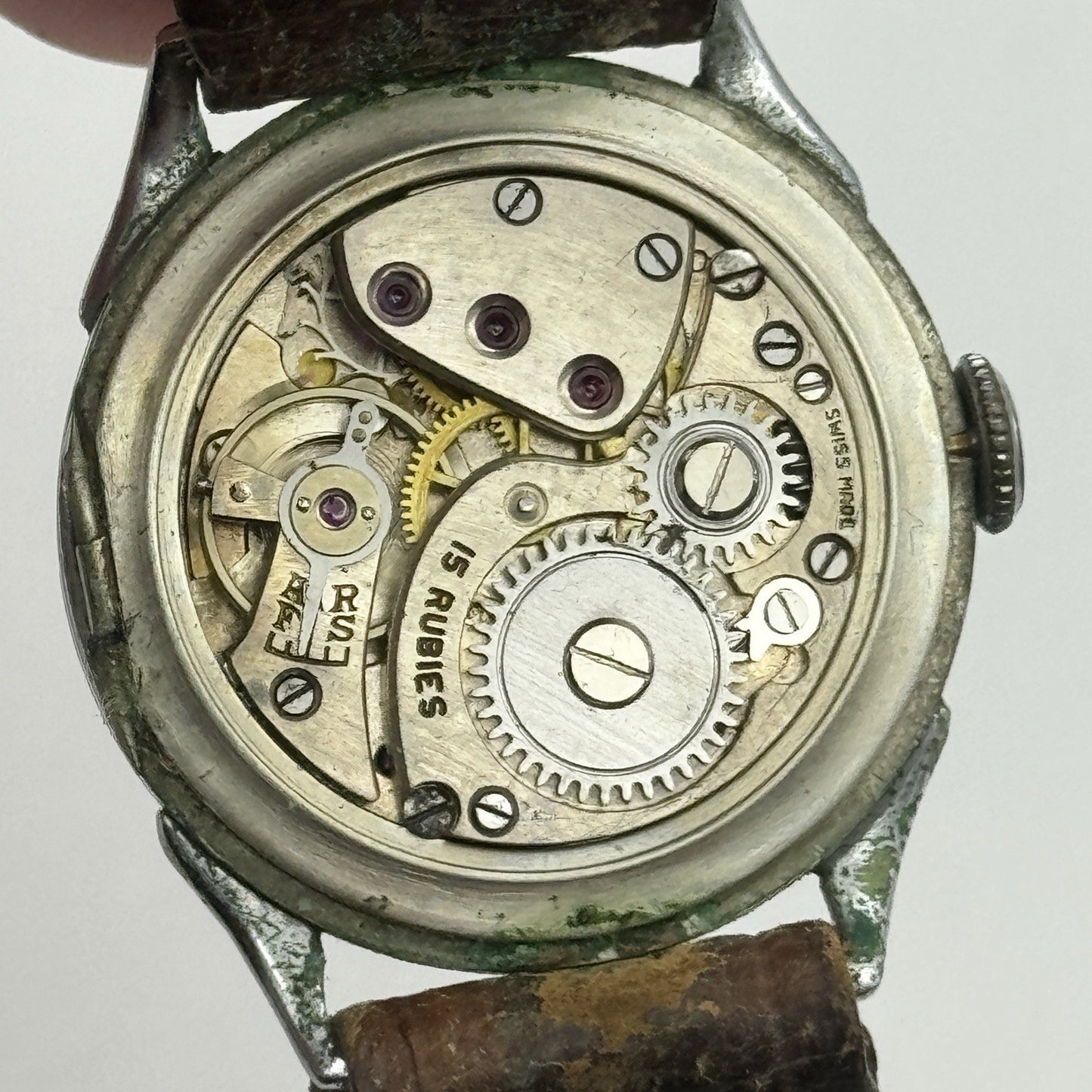 26mm Running ROLEX Snowite Rolco Vintage Military Style Watch 15 Rubies RESTORE