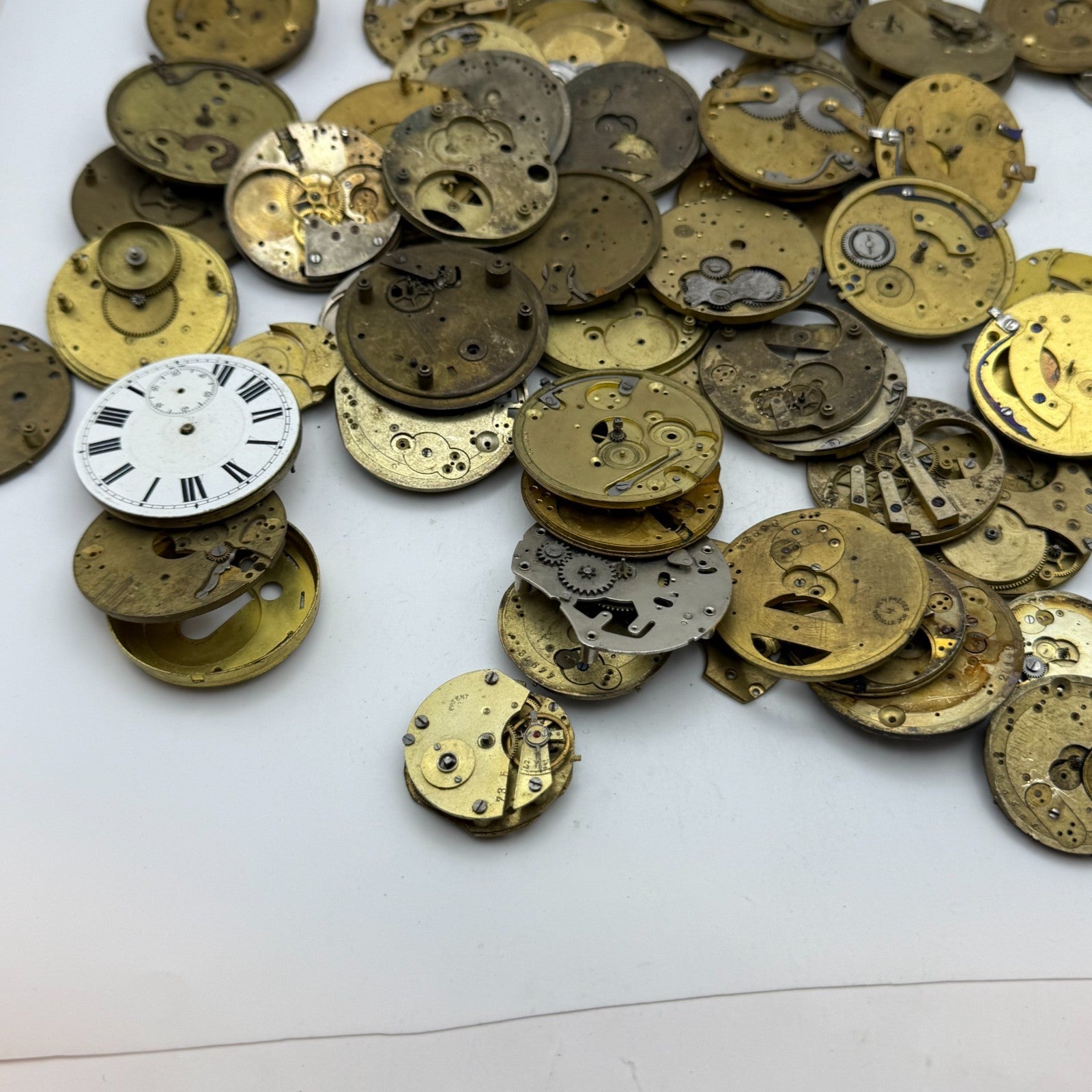 Large Bundle Of Antique Partial Pocket Watch Movements Joblot PARTS REPAIR SPARE