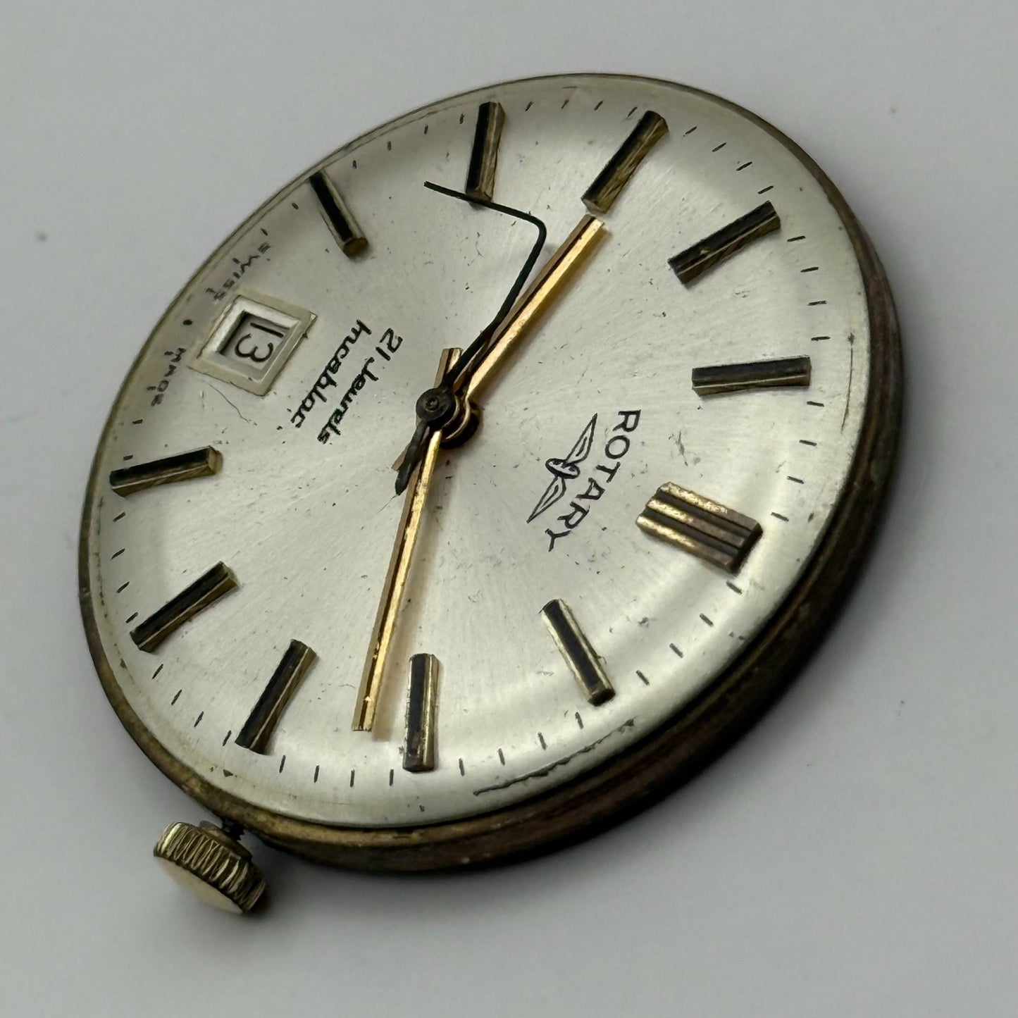 AS 2061 Date Watch Movement Rotary Manual Wind Vintage Swiss Parts Repair 25.5mm
