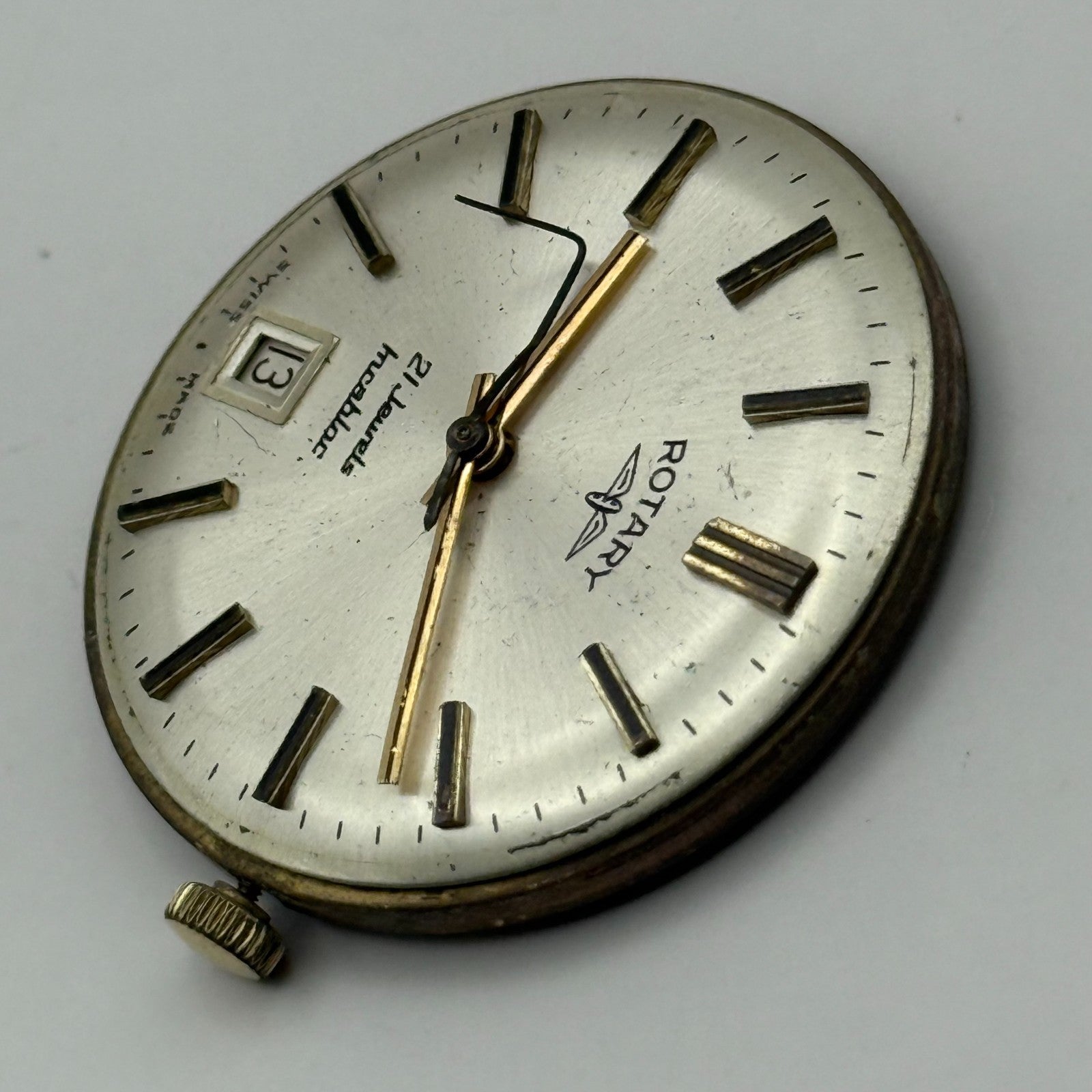 AS 2061 Date Watch Movement Rotary Manual Wind Vintage Swiss Parts Repair 25.5mm