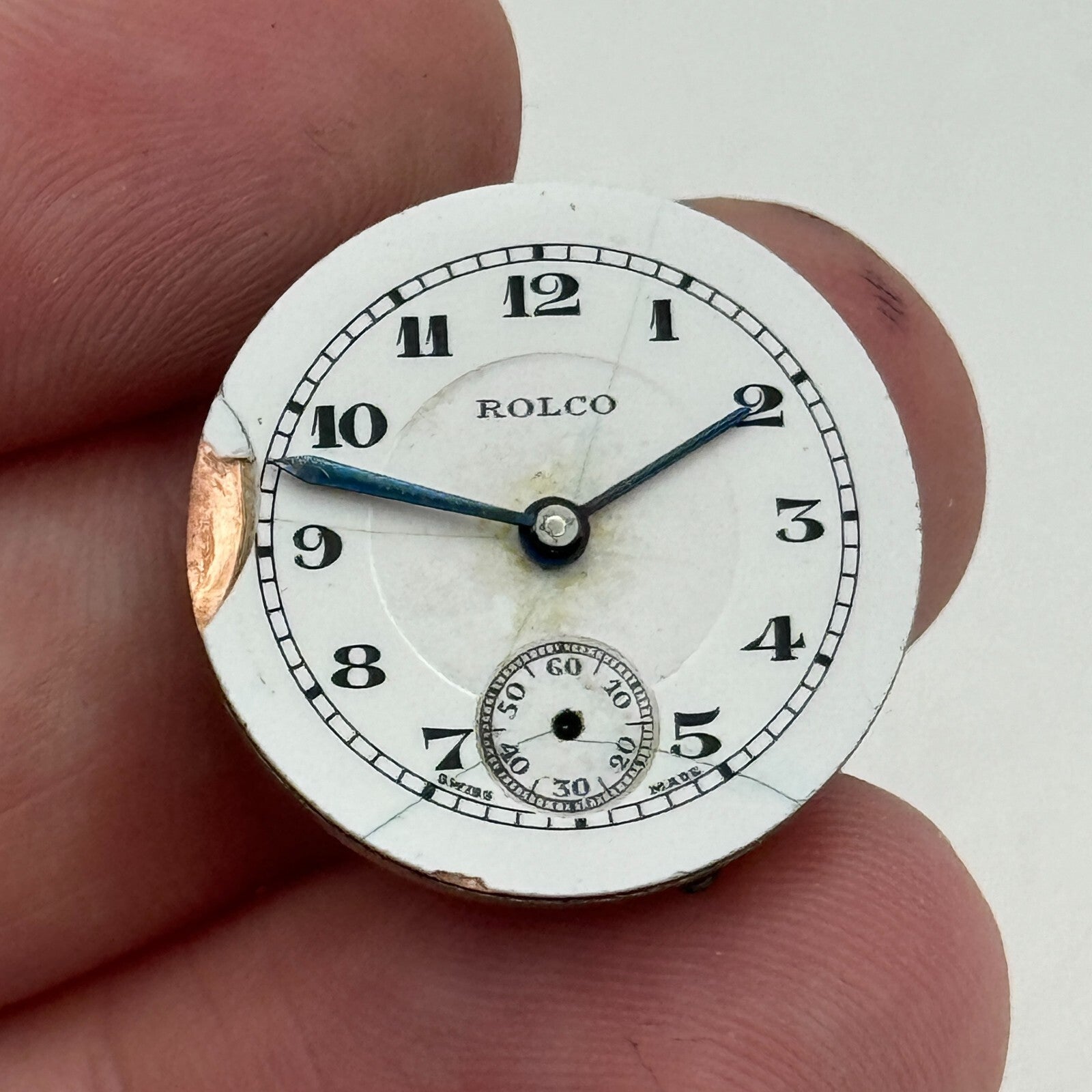 22mm Rolex Rolco 15 Rubies Military Trench Watch Movement Sub Seconds PARTS